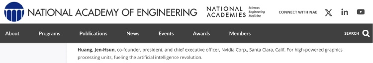 黃院士！英偉達黃仁勛當選美國工程院院士：GPU推動AI革命